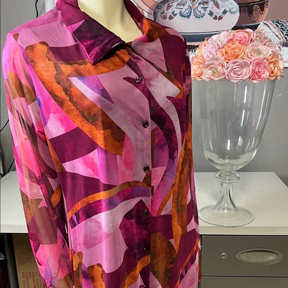 PrettyLittleThing Pink and Orange Long Sleeve Dress - Picture 6 of 7